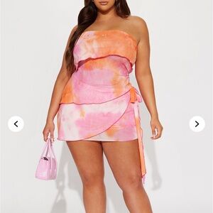 Fashion Nova Vibrant Pink and Orange Dress